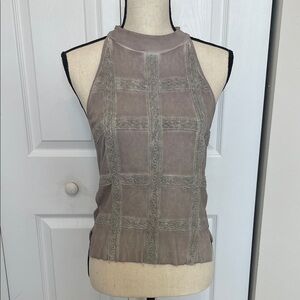 NWOT WILLOW & ROOT TAUPE AND GRAY PATTERNED TANK  TOP. SIZE SMALL.